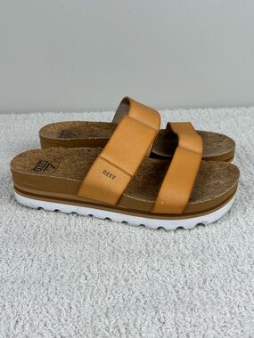 Reef Sandals Womens 8 Natural Cushion Vista Hi Platform Cork Comfort Slide